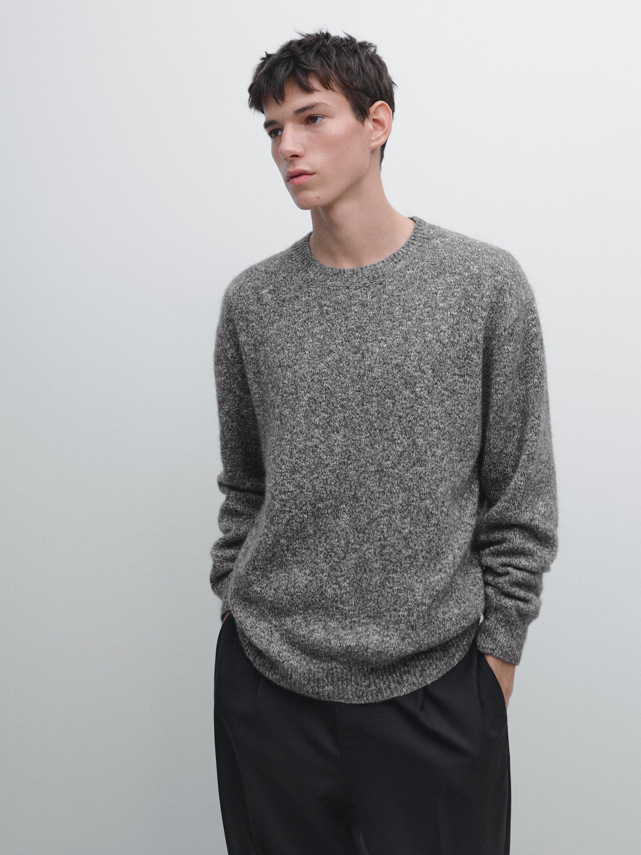 Knit mouliné cotton and wool sweater